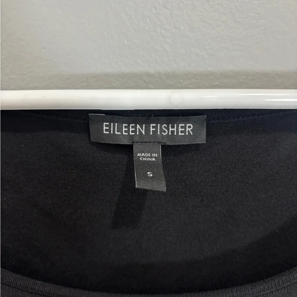 Eileen Fisher Silk Georgette Crepe Ballet Neck Tank Small Basic Black Tank Top - Image 10