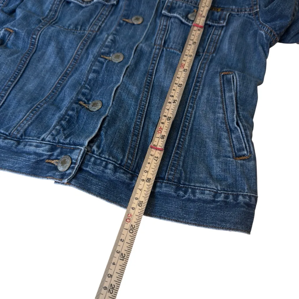 Lucky Brand Vintage Denim Jacket Small–One Sleeve Button Missing-Extras Attached - Image 7
