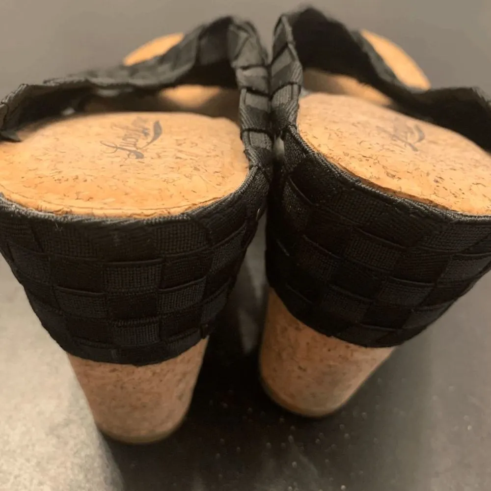Lucky Brand Women's Woven Crossover Strap Cork Wedge Sandals Black Size 11M - Image 6