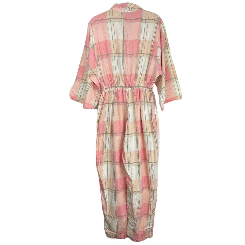 Vintage Plaid Jumpsuit Button Front Straight Leg Jumper Sz S/M - Image 6