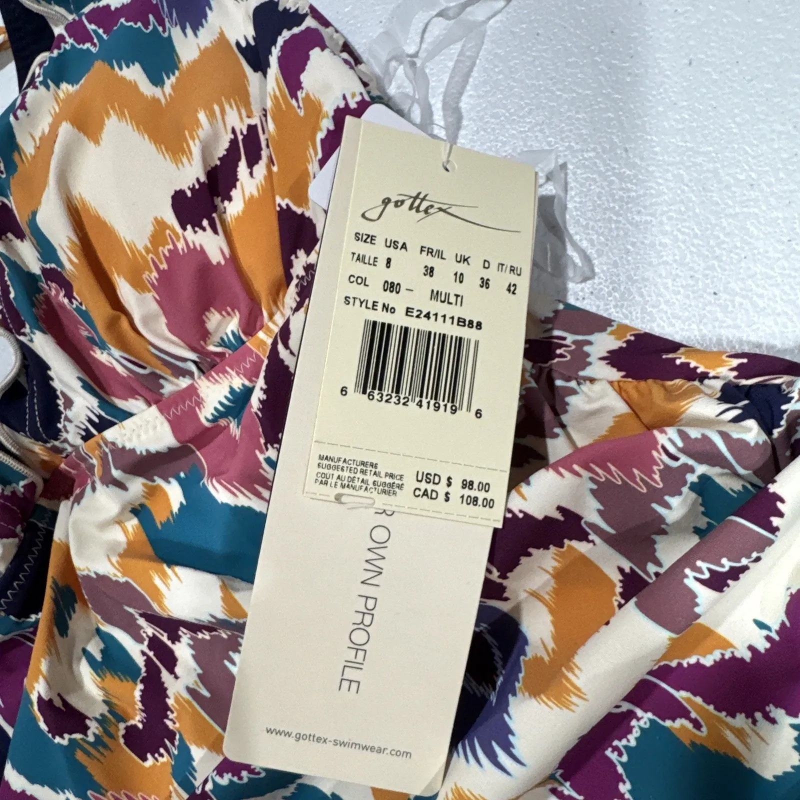 GOTTEX PROFILE Tankini Top Size 8 Echo Halter Neck Multicolor Ruffled Hem Beach - Image 8