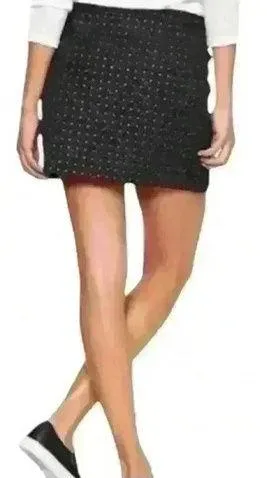 NWT Gap Black Textured Square Pattern Lined Mini Skirt faux leather Size 14 - Image 2