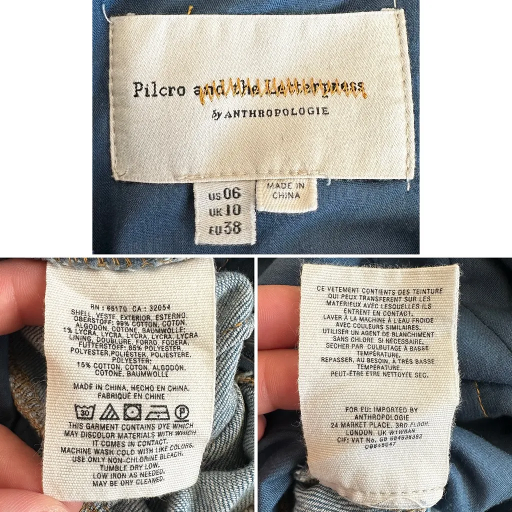 Anthropologie Pilcro Blue Denim Wide Leg Jumpsuit, Size 6 - Image 13