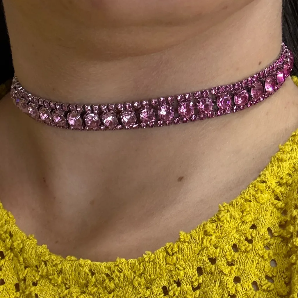 2/$25 or 3/$35 Hot Pink Ombré Crystal Choker Necklace 15.5” long - Image 4