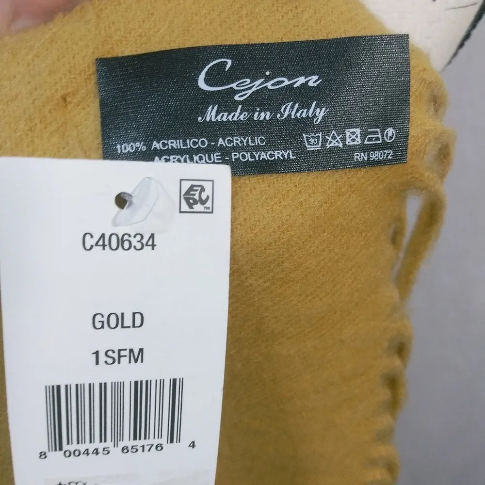 Cejon Gold Yellow Solid Fringe Scarf NWT - Image 3