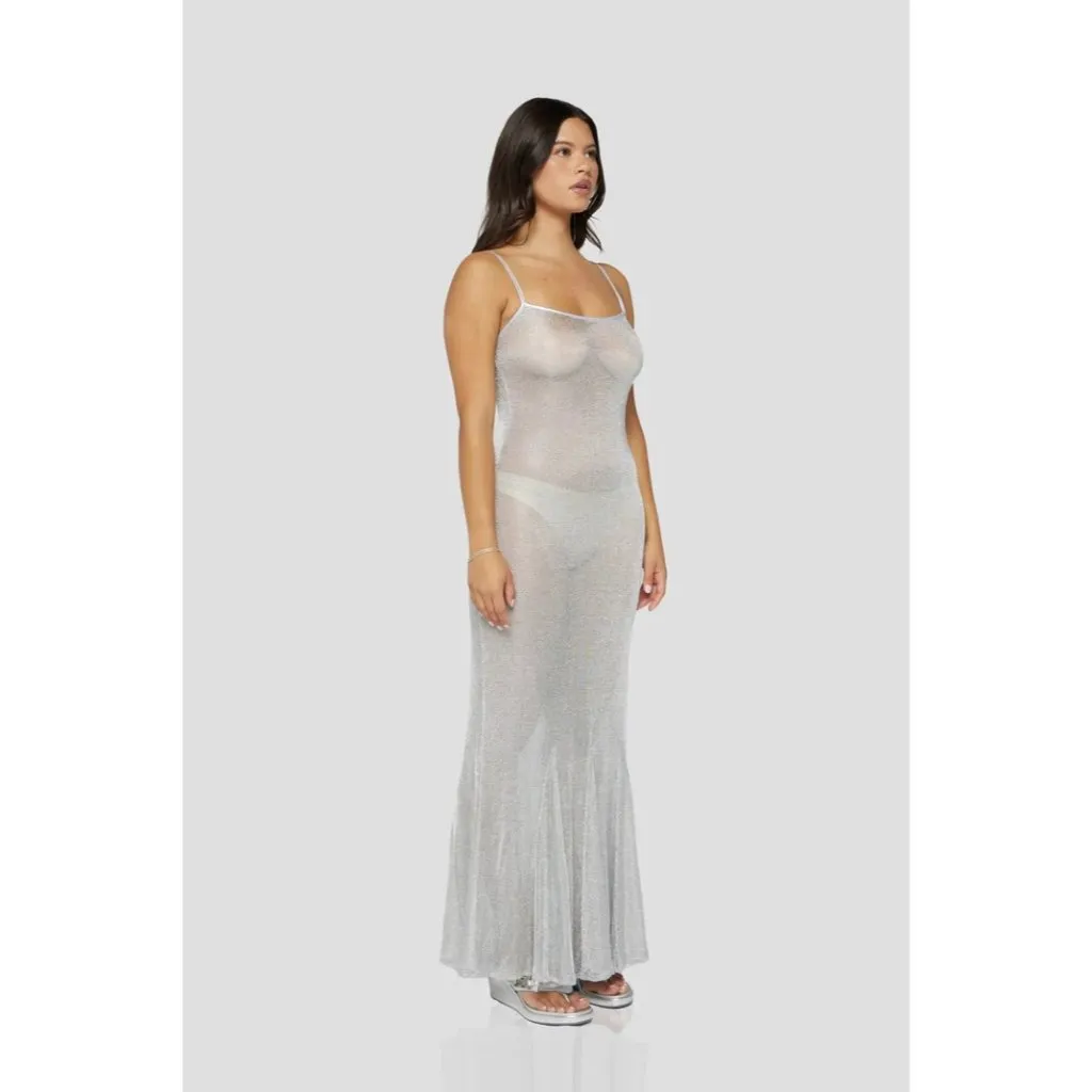Bella Venice The Serafina Dress in Silver Medium New Womens Resort Maxi Gown - Image 11