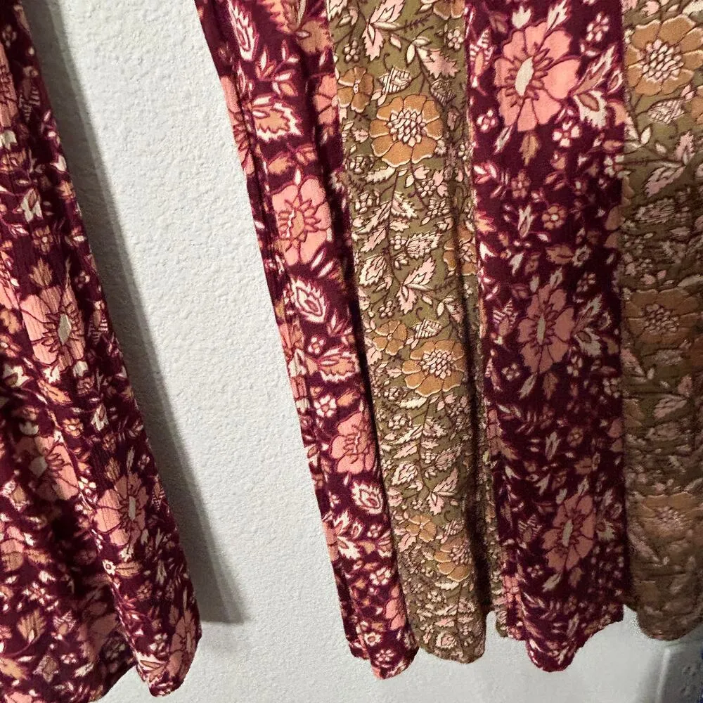 NEW Free People Bali Sultry Boho Floral Wide Leg Flare Pants Athena Size Large - Image 8