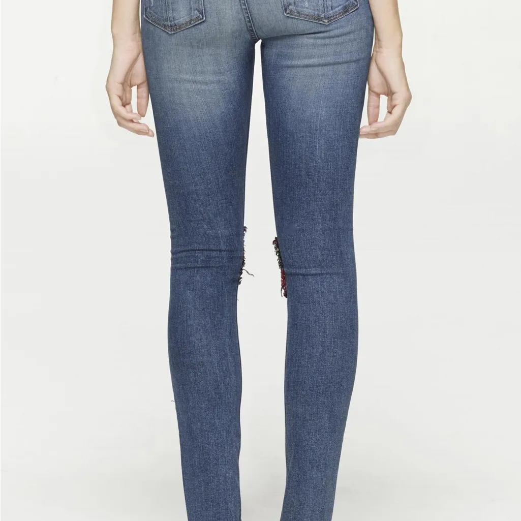 Rag & Bone Harajuku Patchwork Skinny Denim Jeans Women’s 28 Blue/Buffalo Plaid - Image 3