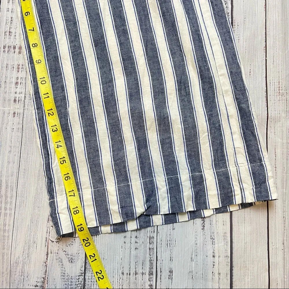 Madewell Houston Striped Linen Wide Leg Pull On Crop Pants. Size Small. EUC - Image 13
