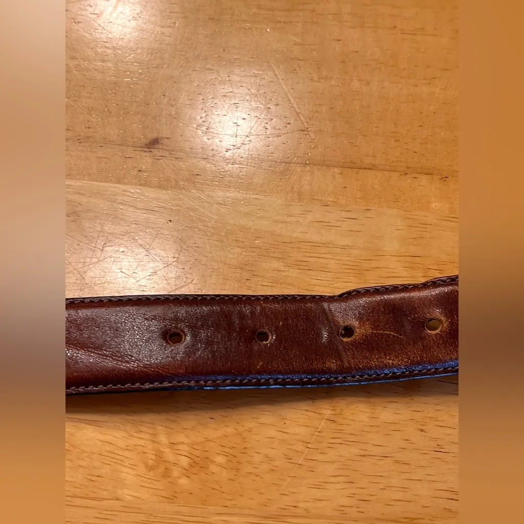 Oroton Brown Leather Belt Made in Australia size Medium brass buckle vintage - Image 9