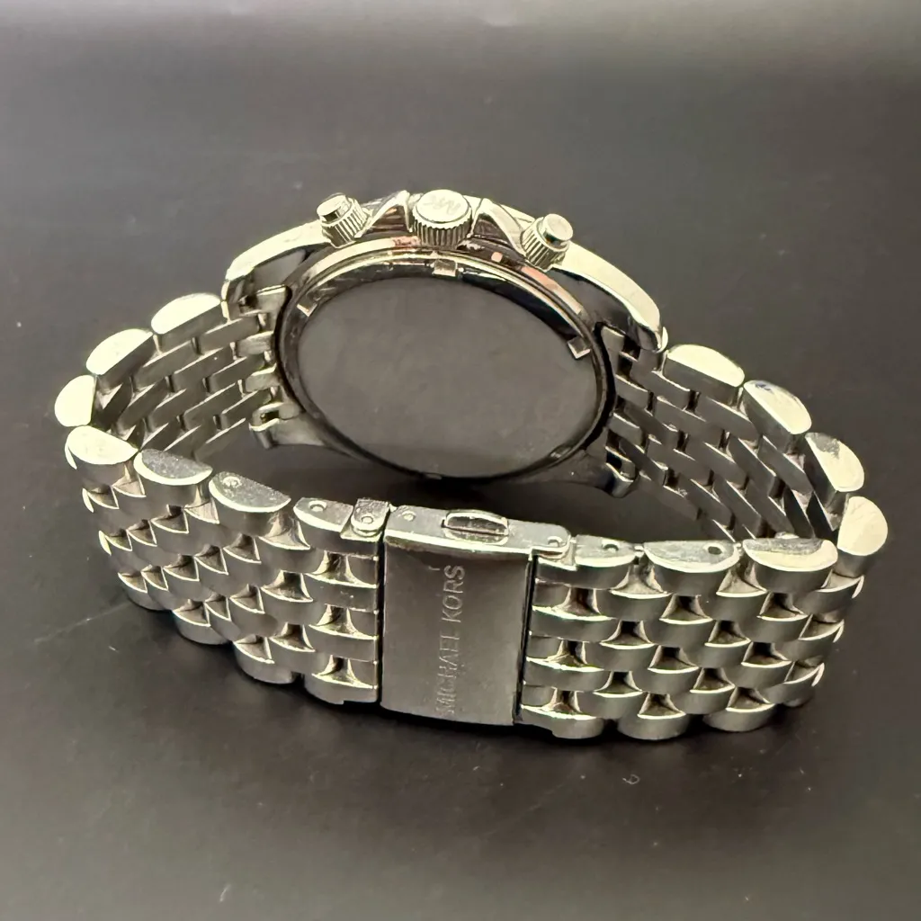 MICHAEL KORS MK5834 Pressley Chrono Bling Silvertone Stainless Steel 39mm Watch - Image 12