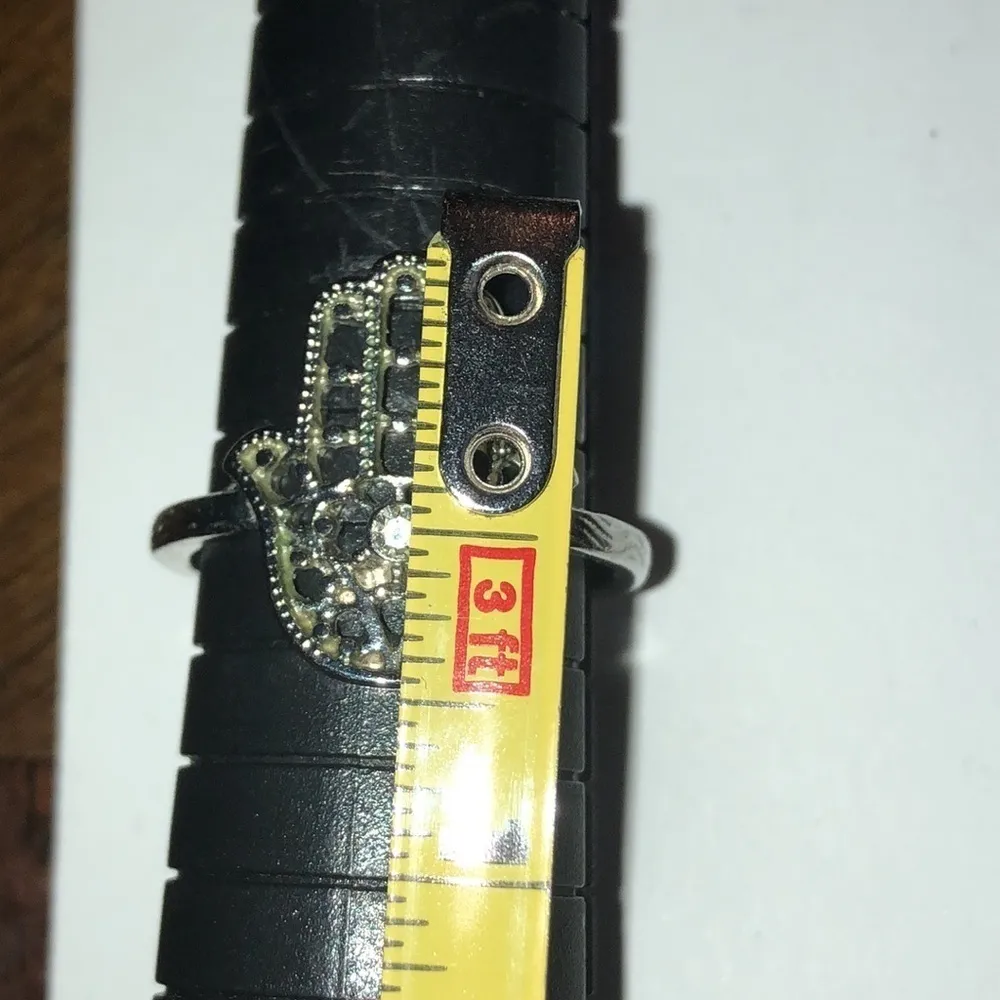 Size 8 Hamsa Silver Tone CZ Rhinestone Boho Ring - Image 5