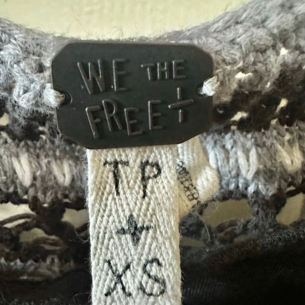 We The Free by Free People Crochet-Back Crop Top XS – Black/Gray - Image 4