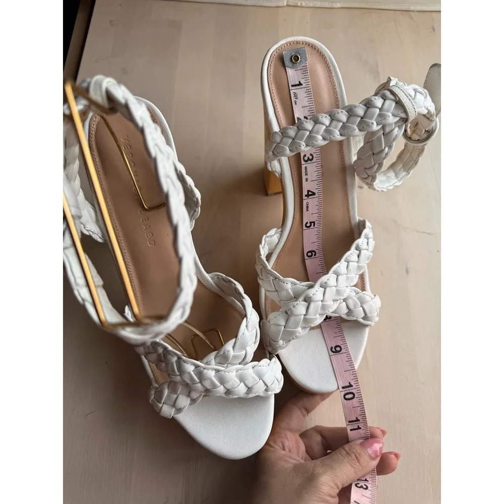 Veronica Beard white Gael  Braided Ankle-Strap Platform Sandals size 9 - Image 7