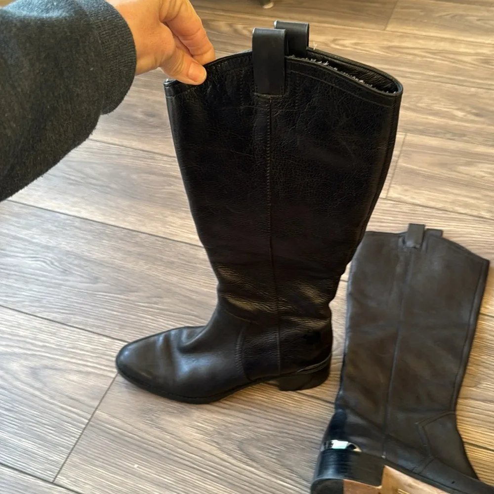 Louise et Cie Zada Black Leather Tall Knee
High Riding Boots Women's Size 7.5 - Image 5