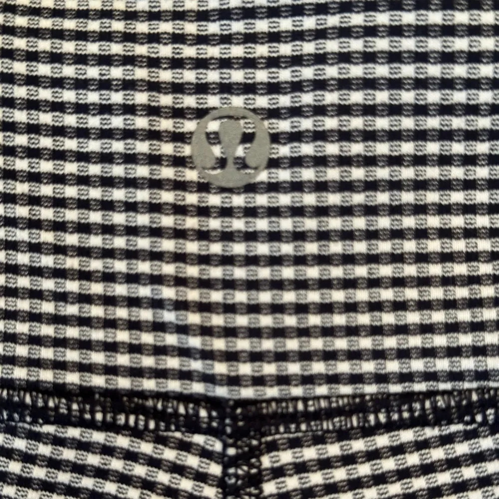 Lululemon Women's Wunder Under Crop Leggings Gingham Inkwell Navy Blue Size 10 - Image 9