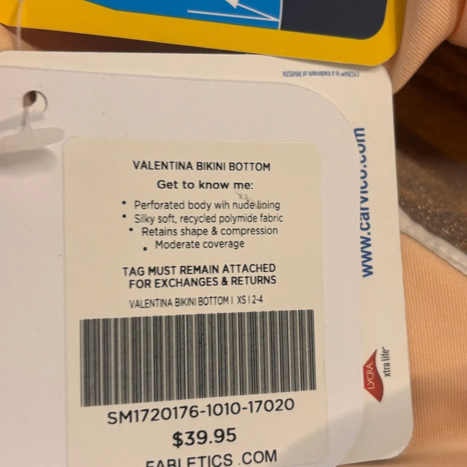 Fabletics Valentina Bikini Bottom Perforated White Peach Rose Gold Dot‎ XS - Image 6