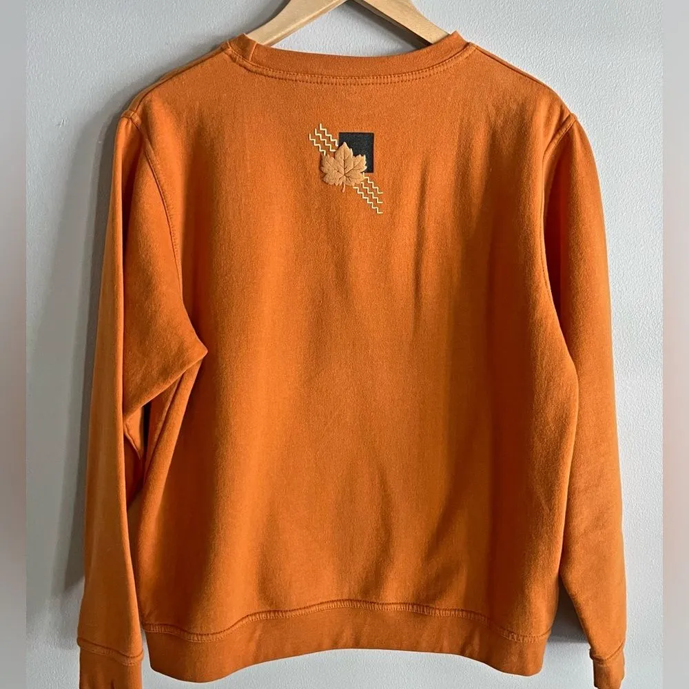 Vintage Fall Leaf Sweatshirt Frabjous Originals Rust Orange Pullover Sz M 90s Size M - Image 4