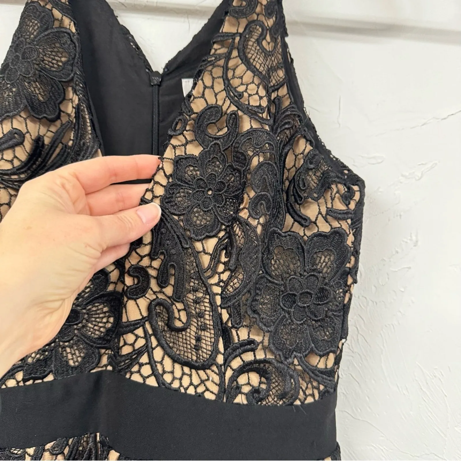 Dress The Population Black Lace Sleeveless Mini Cocktail Dress Womens XS Formal - Image 4