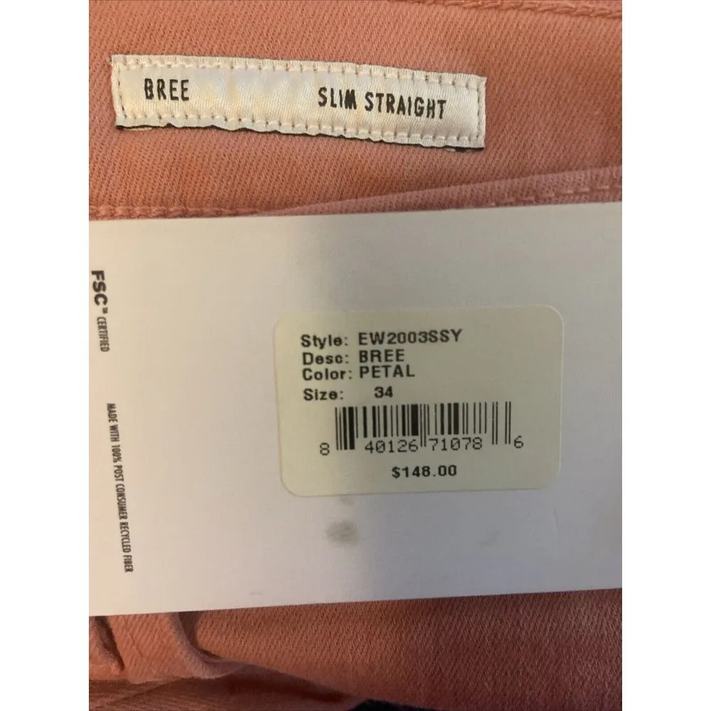 EDWIN Women's BREE Pink Petal Denim Jeans Slim Straight Size‎ 34" Stretch NWT - Image 3