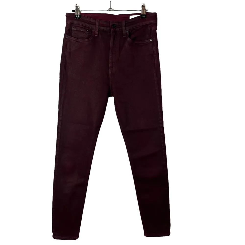 Rag & Bone Nina High Rise Ankle Skinny Coated Wine Red Skinny Jeans 27 - Image 28