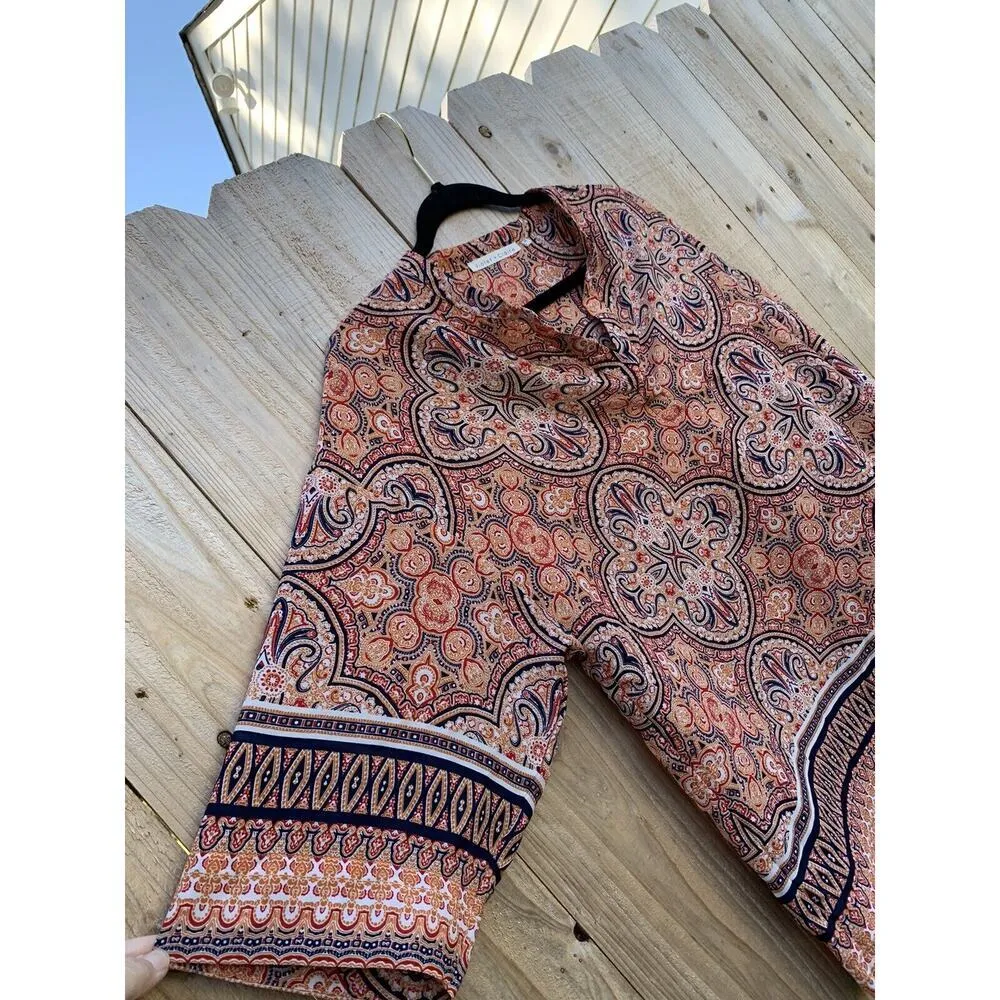 Violet+Claire 3/4th Sleeve Tie Top Blouse Size Medium Orange Light Spring Summer - Image 3