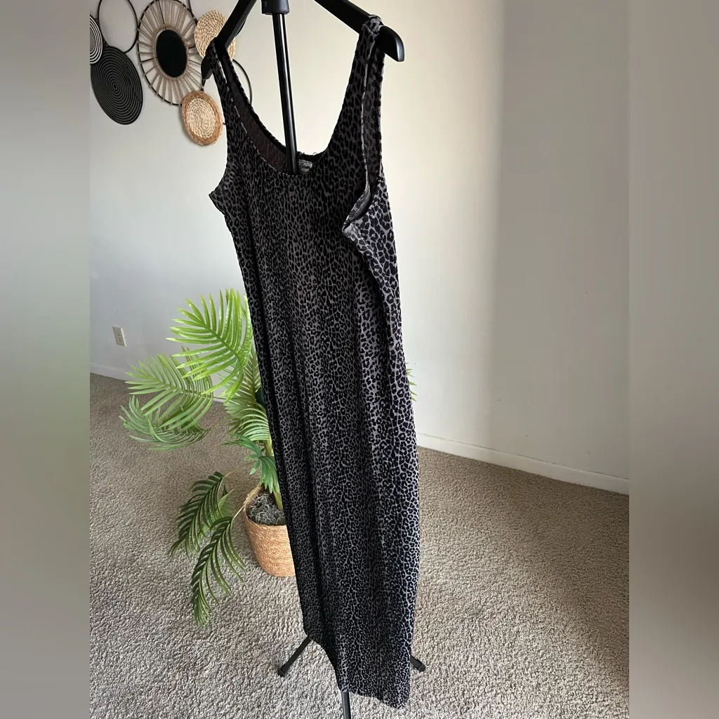 Chic Black Leopard Print Maxi Dress Size L - Image 7