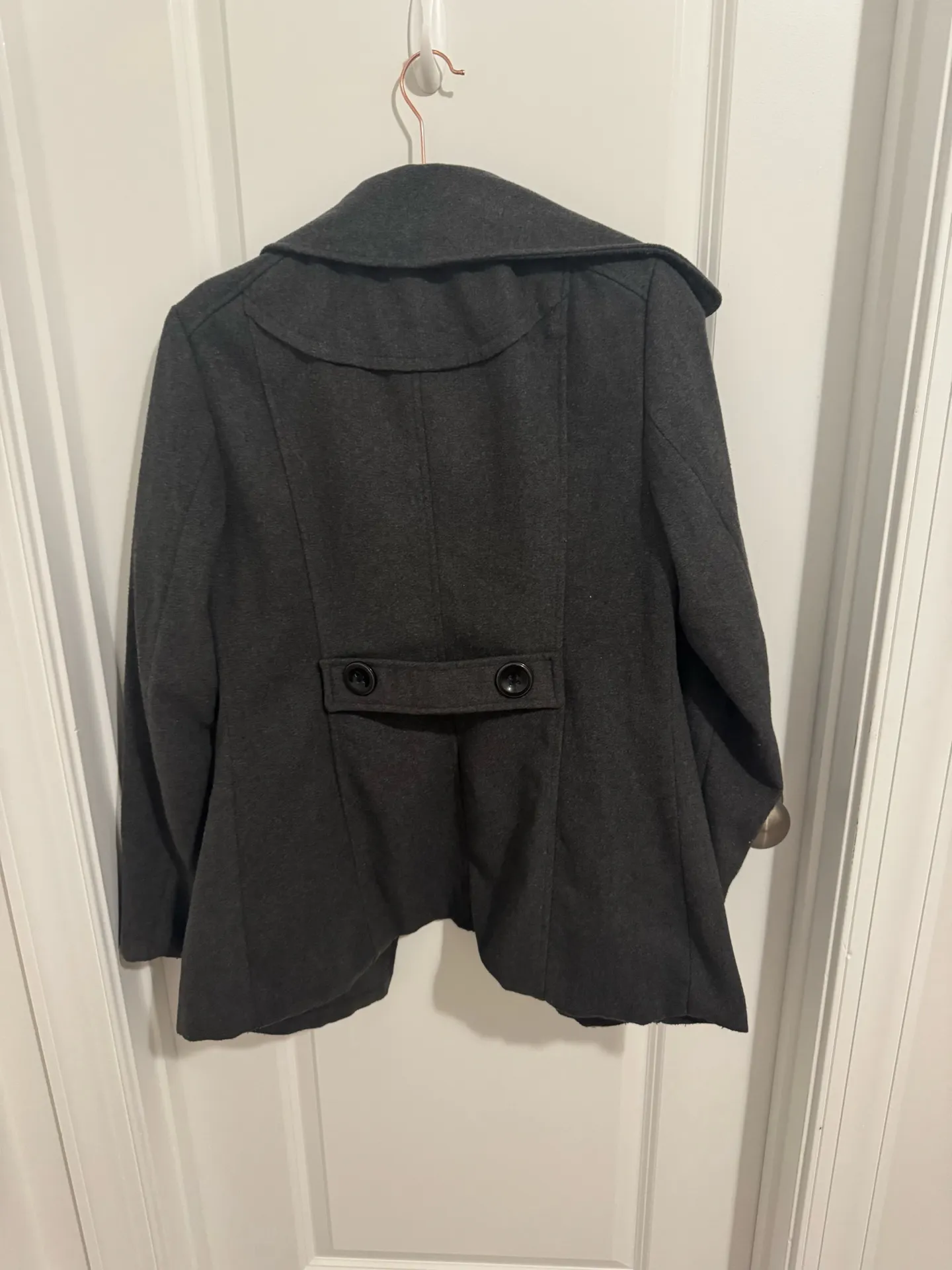 Charcoal Pea Coat Gray Size M - Image 4
