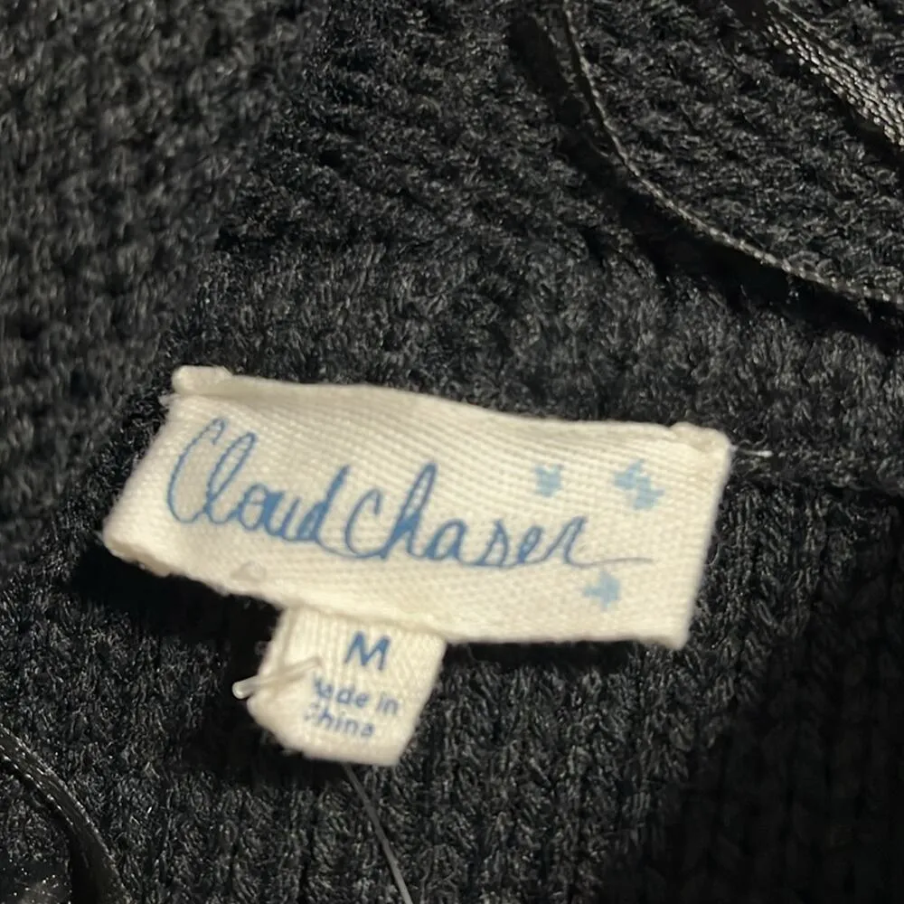 Cloud Chaser size medium pullover off the shoulder black embroidered sweater NWT - Image 5