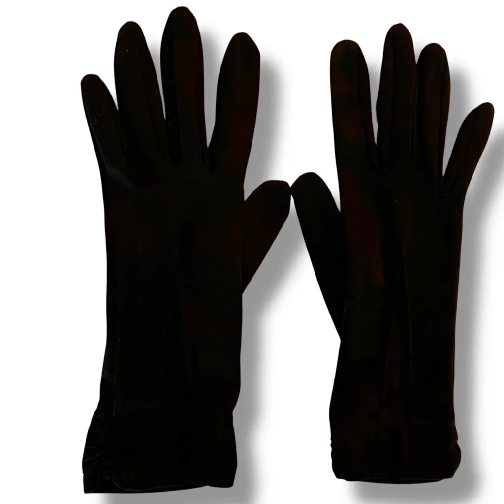 Vintage 50's 60's Black Nylon women's Gloves Sz 7 - Image 4