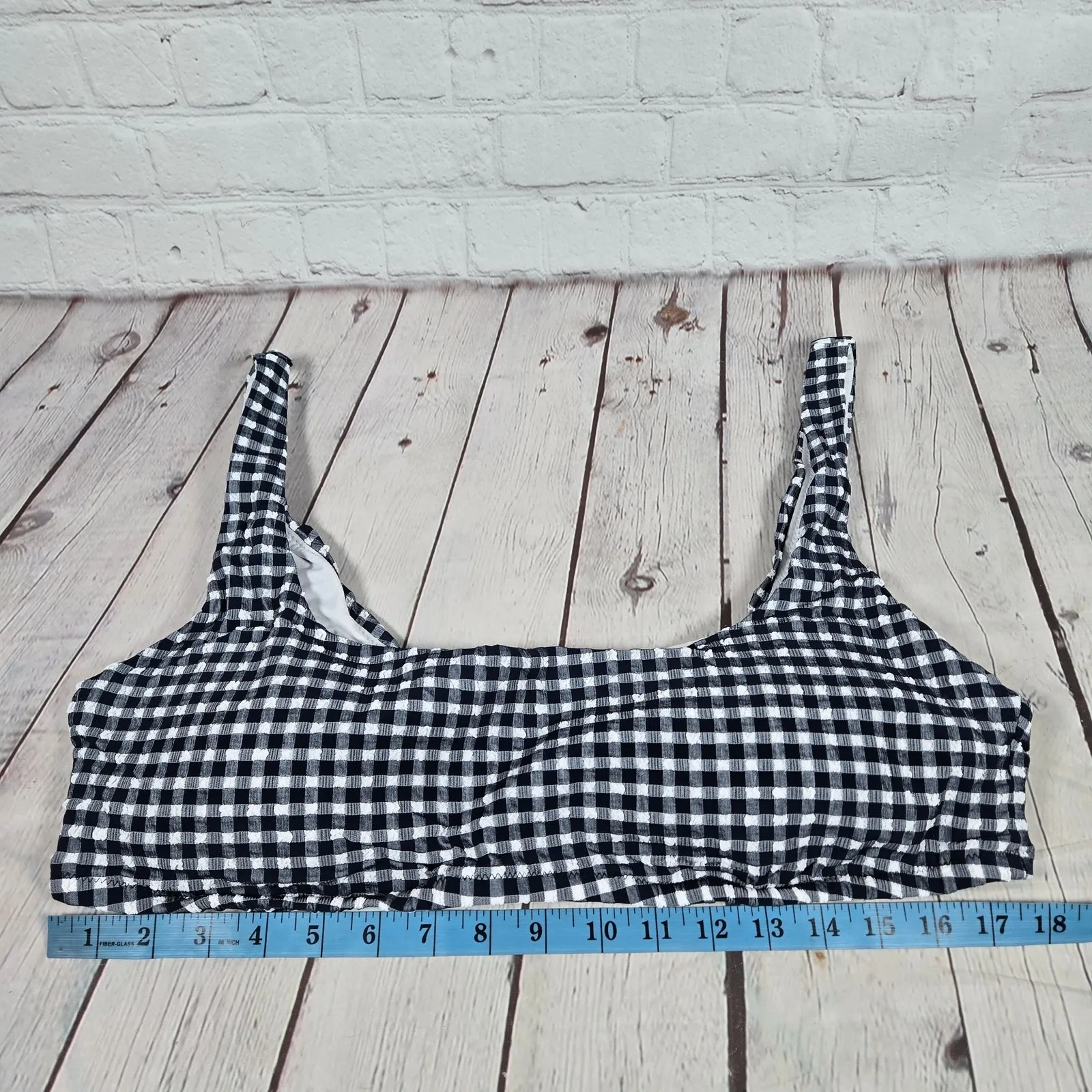 J. Crew Squareneck bikini top in soft gingham‎ 2X NWT - Image 6