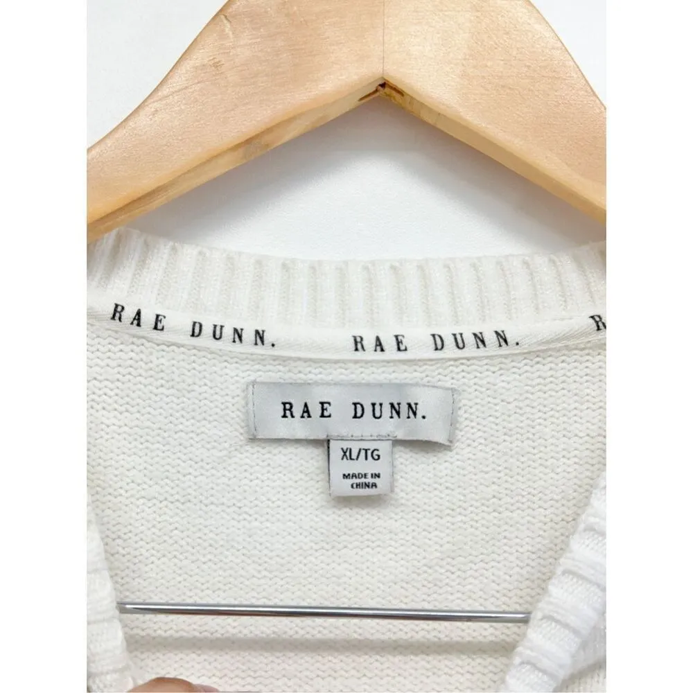 Rae Dunn Sweater Size Extra Large White Black Pullover Long Sleeve Crewneck - Image 6