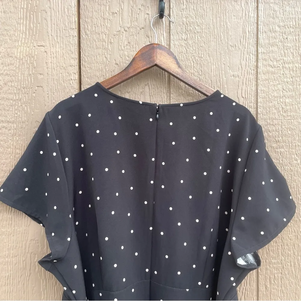 Lane Bryant Womens Shirt Blouse Black Polka Dot Peplum Tie Waist Plus Size 26 - Image 6