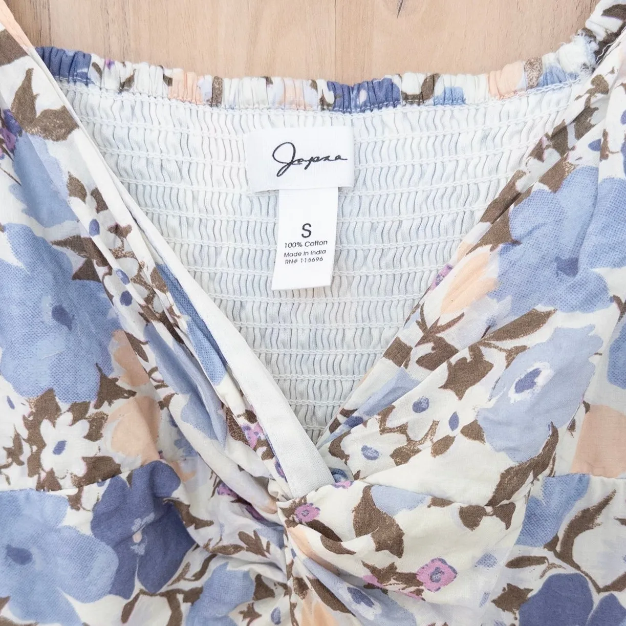 Womens‎ Maxi Dress Size S Blue Floral Puff Sleeve Cottage Boho Romantic Prairie - Image 4