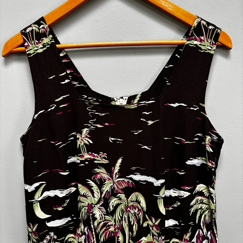Vintage Reyn Spooner Hawaiian Sleeveless Dress S Black - Image 2