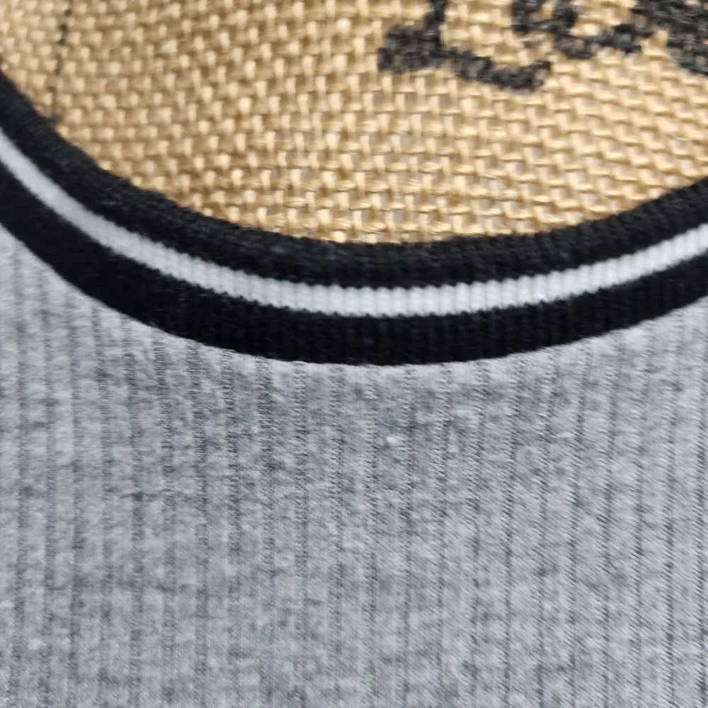 Love, Fire Ribbed Skater Dress Short Sleeve Casual‎ Gray Mini A - Image 4