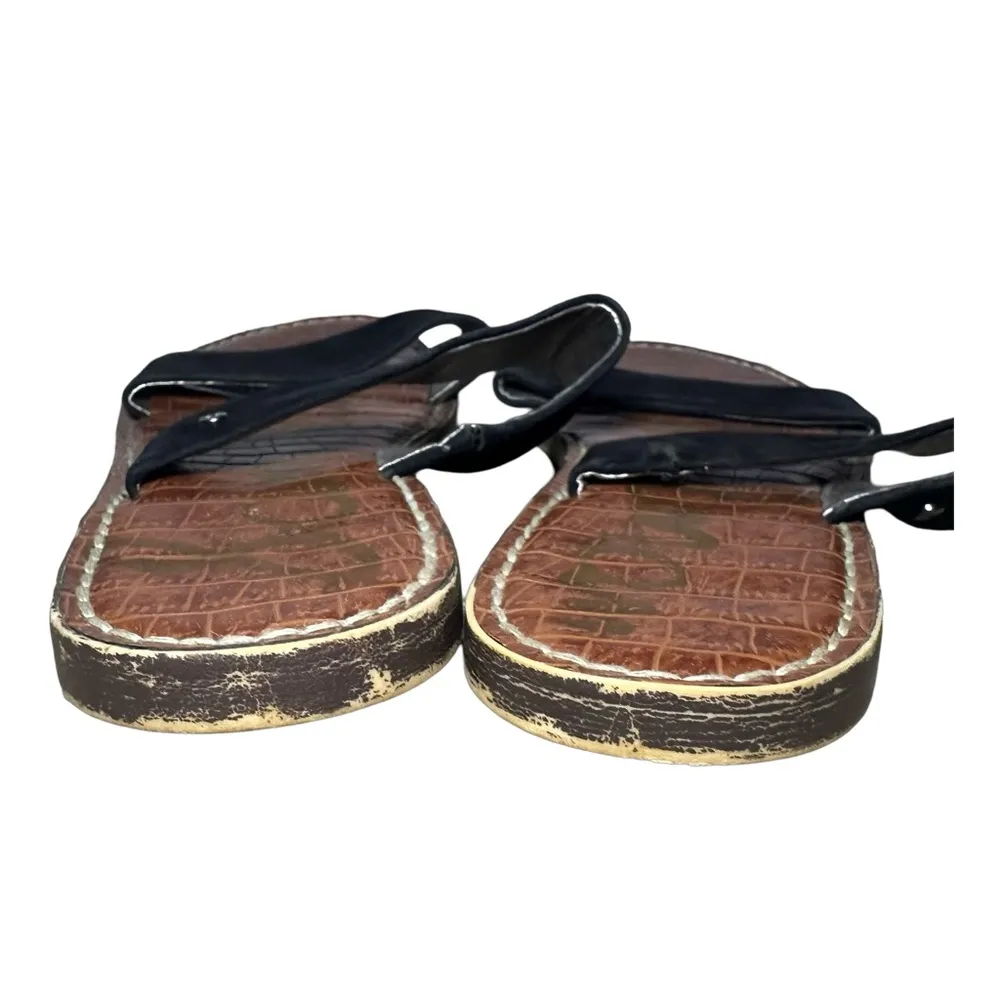 Sam Edelman Gala Slide Mule Black Suede Open Toe Two Strap Flat Slip On Sandals - Image 9