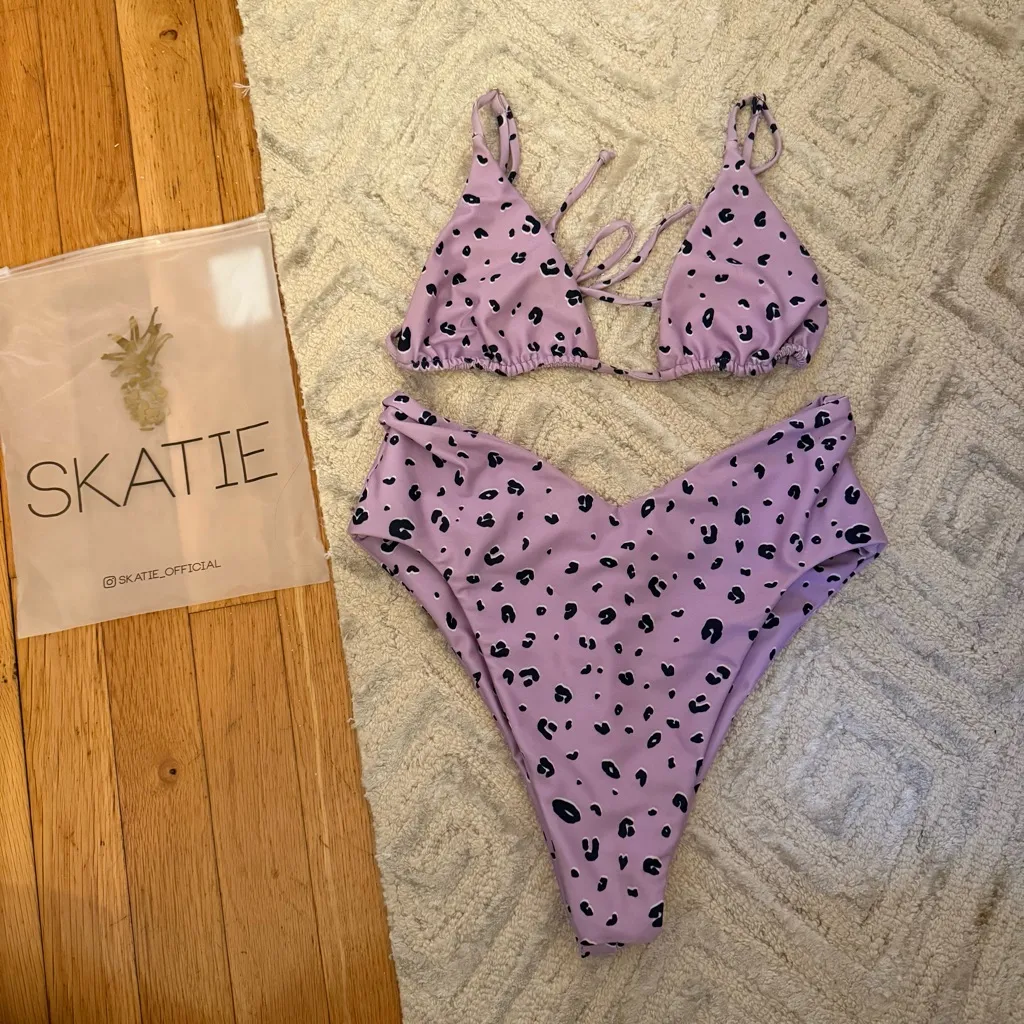 Skatie “Montauk” Purple Leopard Print Bikini Set - Image 3