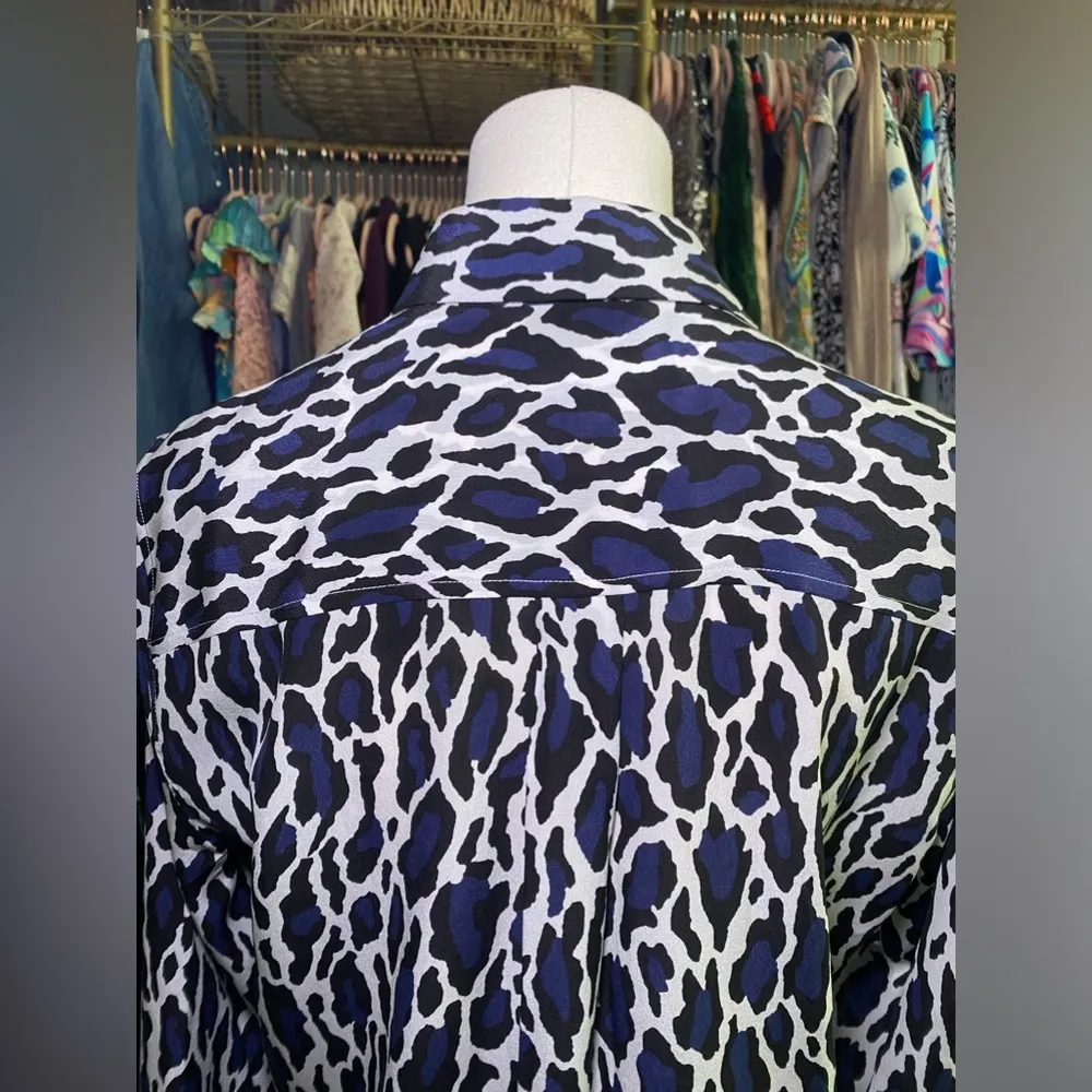 EQUIPMENT FEMME COLLARLESS Mandarin Collar Button Down Blouse SILK - Image 7