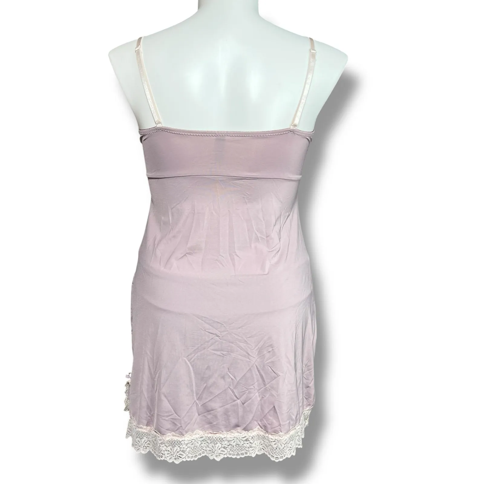 Marilyn Monroe Womens Lingerie Nightgown Chemise Slip Sheer Lace Purple Cream XL - Image 4