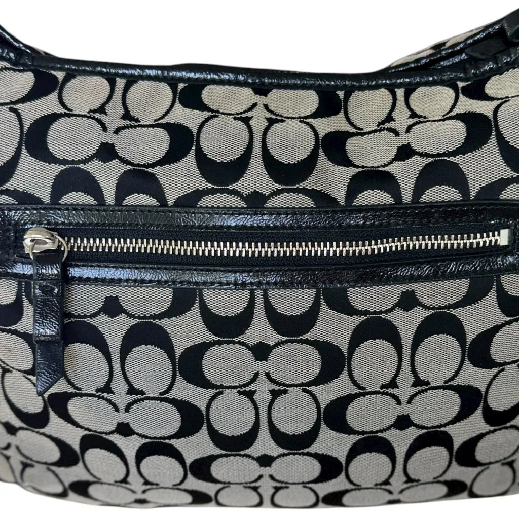 COACH Signature Monogram Handbag Grey Black Canvas Purse F29941 - Image 3