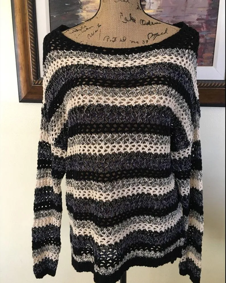 Zara Striped Knit Crochet Sweater - Image 2