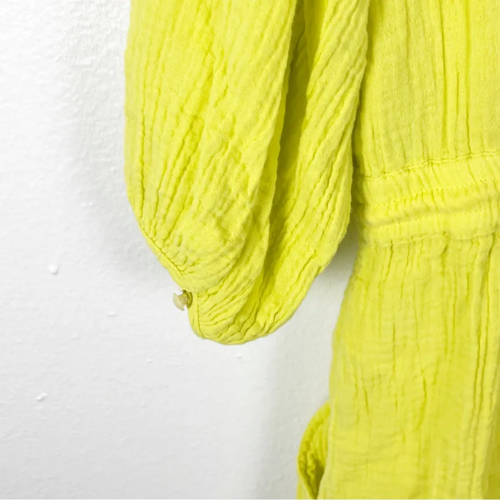 ANTHROPOLOGIE Celia Gauzy Snap Closure Elastic Tie Waist Pockets Romper Small - Image 7