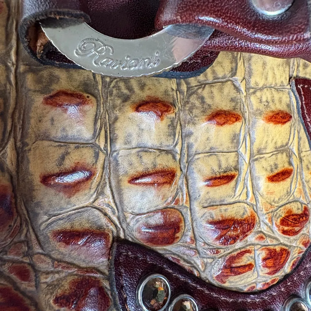 Raviani Overnight Duffle Crocodile Leather Crystal Cross Luggage Texas Mobwife Orange - Image 8