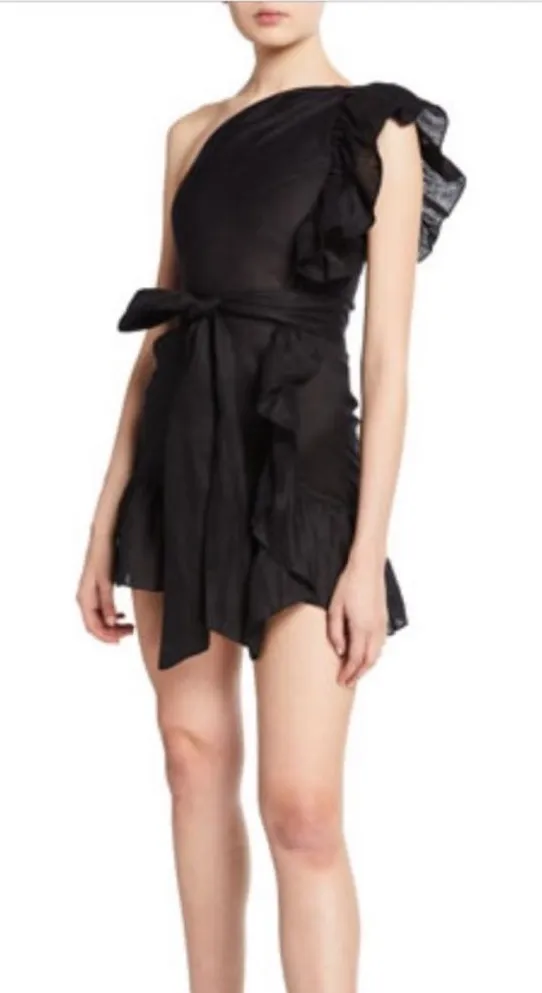 Isabel Marant one shoulder ruffle mini dress no belt size 38 - Image 1