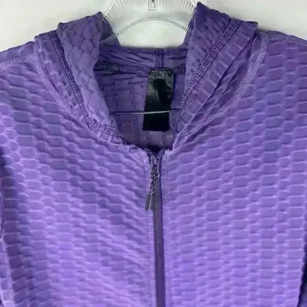 New Mix Women's Purple Textured Full-Zip Hoodie Size S Active Top - Image 8