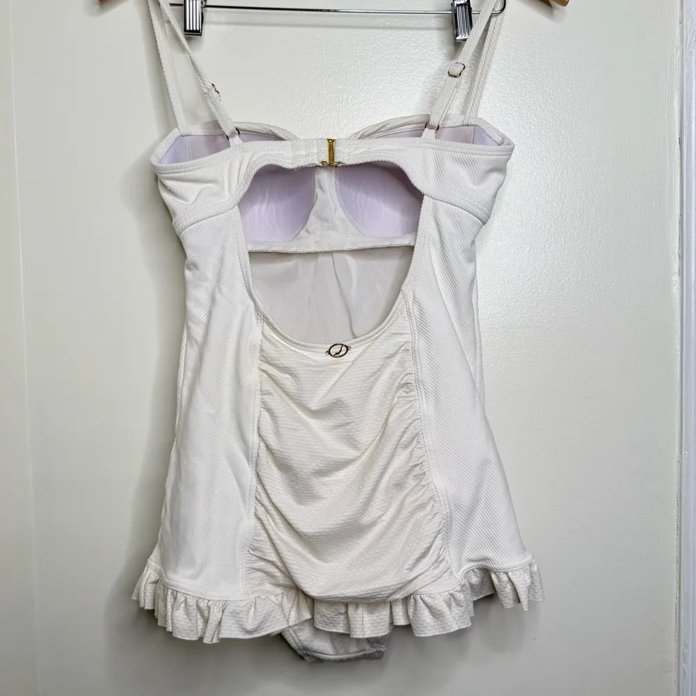 Jantzen White One Piece Swimsuit Women’s Size 6 Ruched Ruffles - Image 6
