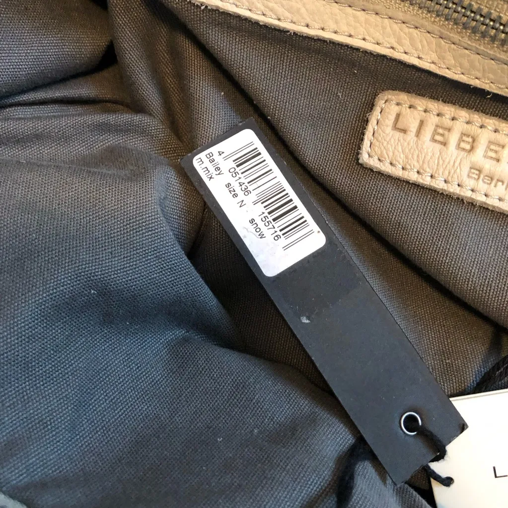 Liebeskind Gray and Cream leather and cotton colorblock bag NWT - Image 9