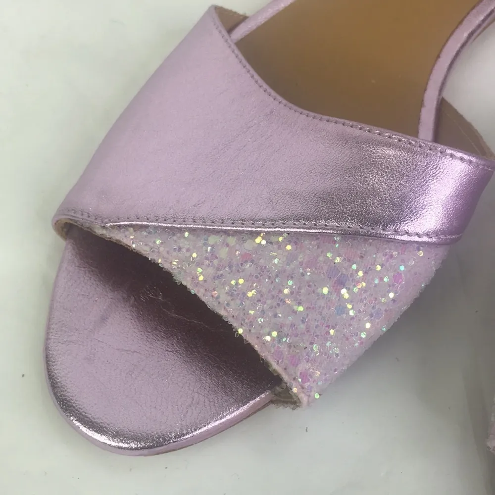 New Emma Go BHLDN pink Metallic Glitter leather Dorsey Flats 38/8 - Image 3