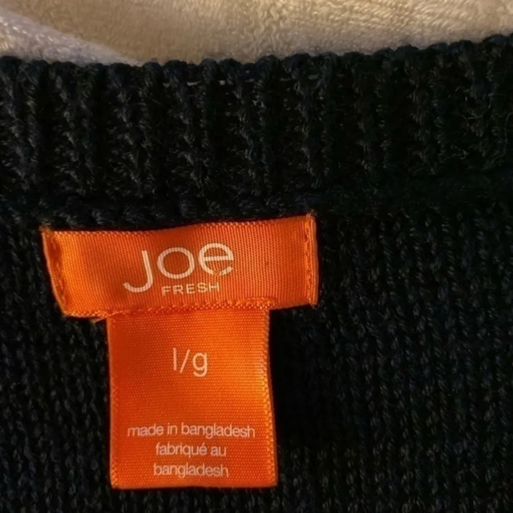 JOE FRESH navy knit sweater with a wide cable knit stripe in front. Large. EUC - Image 7